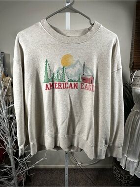 B88. American Eagle Outfitters Oatmeal Mountain. Cabin Oversized Crewneck
